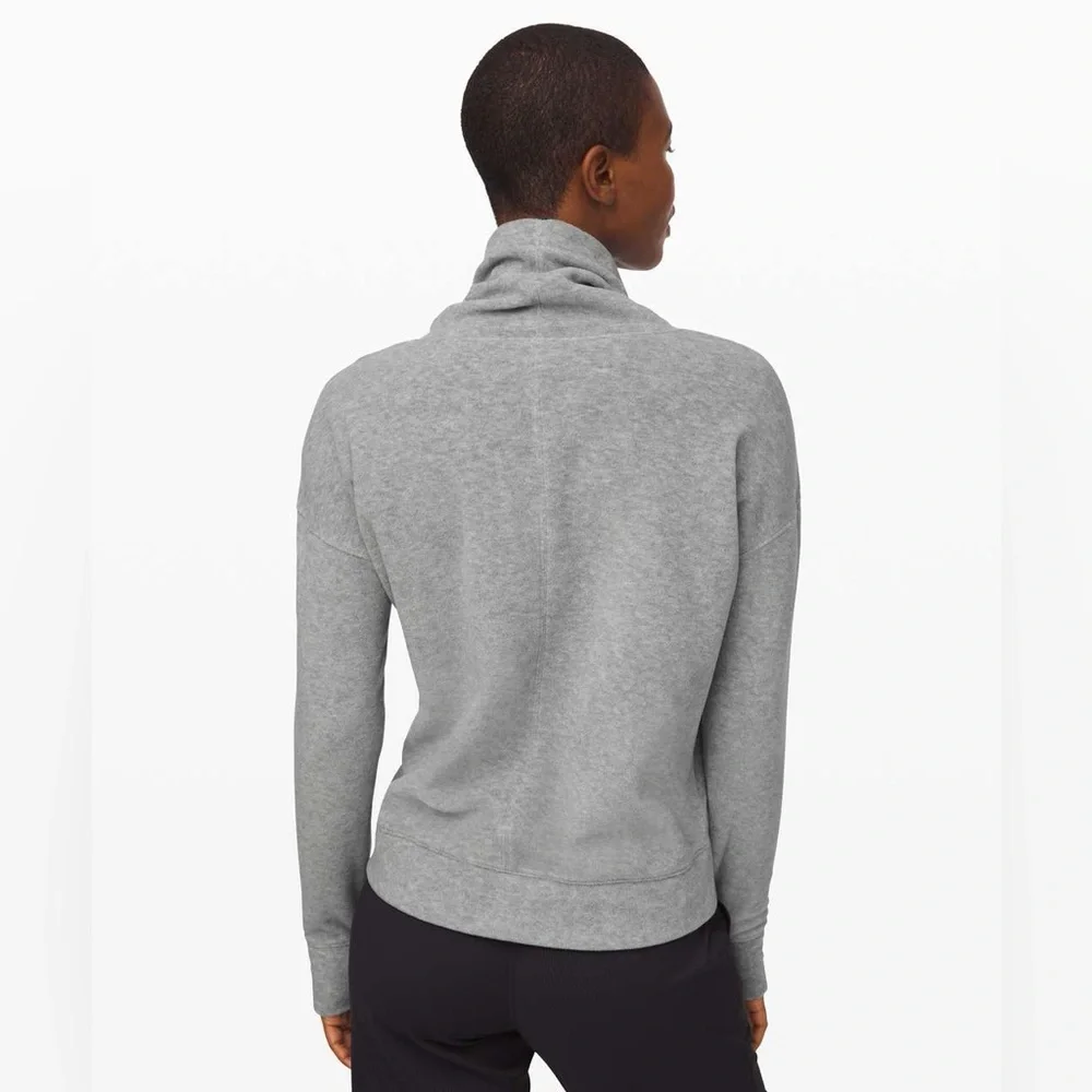 Lululemon Go Forward Pullover Heathered Core Light Grey‎ Fleece Funnel Neck 6